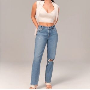 Abercrombie Curve Love Low Rise Straight Leg Jeans